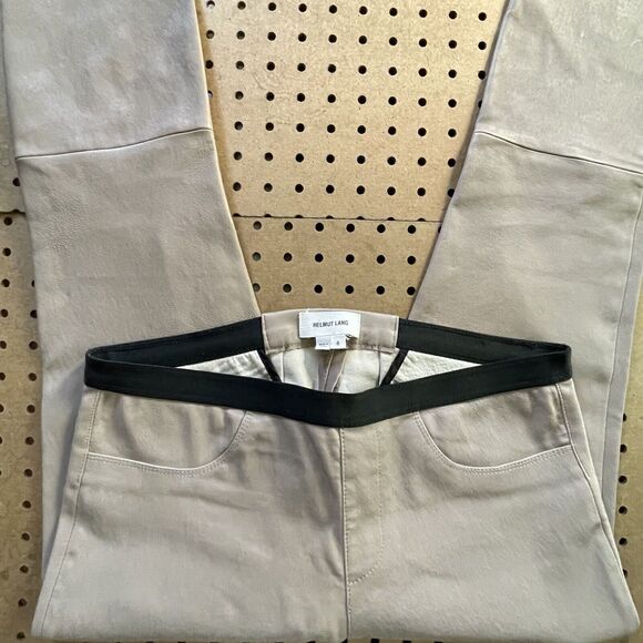 Helmut Lang Pants Womens Size 8 (30x26) Tan Brown Pure Lamb Leather Crashed Slim - Picture 3 of 11